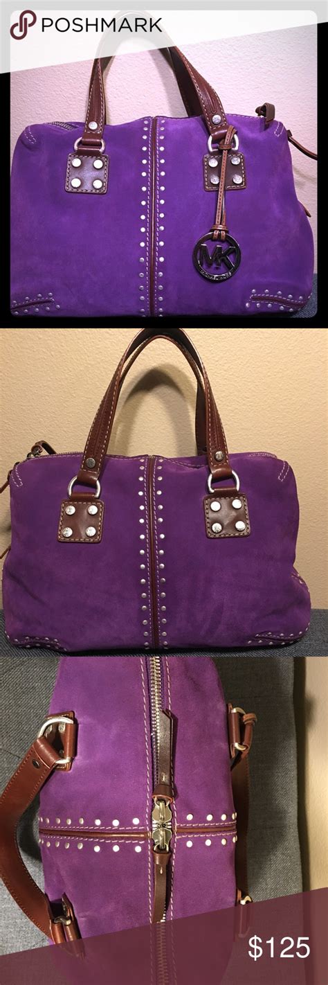 michael kors purple studded tote